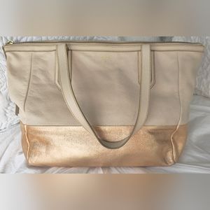 Fossil Leather Shoulder Bag Cream/Rose gold